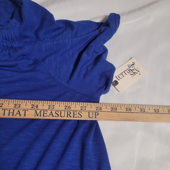 Terra & Sky Women's Royal Blue Button Front Short Sleeve Tunic Size 2X NWT - Picture 11 of 12